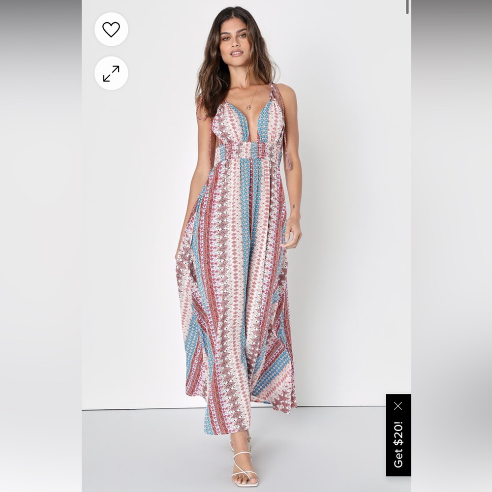 Maxin' Relaxin' Blue Multi Print Sleeveless Tie-Strap Maxi Dress